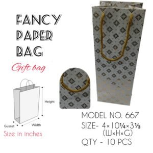FANCY PAPER BAG BOTTLE NO. 667 (4×10.75×3.5 INCH)-GOLDEN