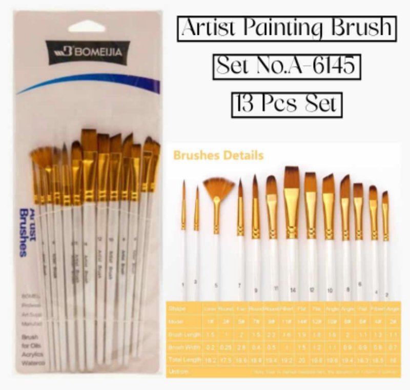 ARTIST PAINTING BRUSH SET MIX (13 PC)- BOMEIJIA