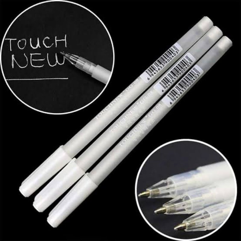 WHITE GEL PEN 0.8MM (3 PCS)