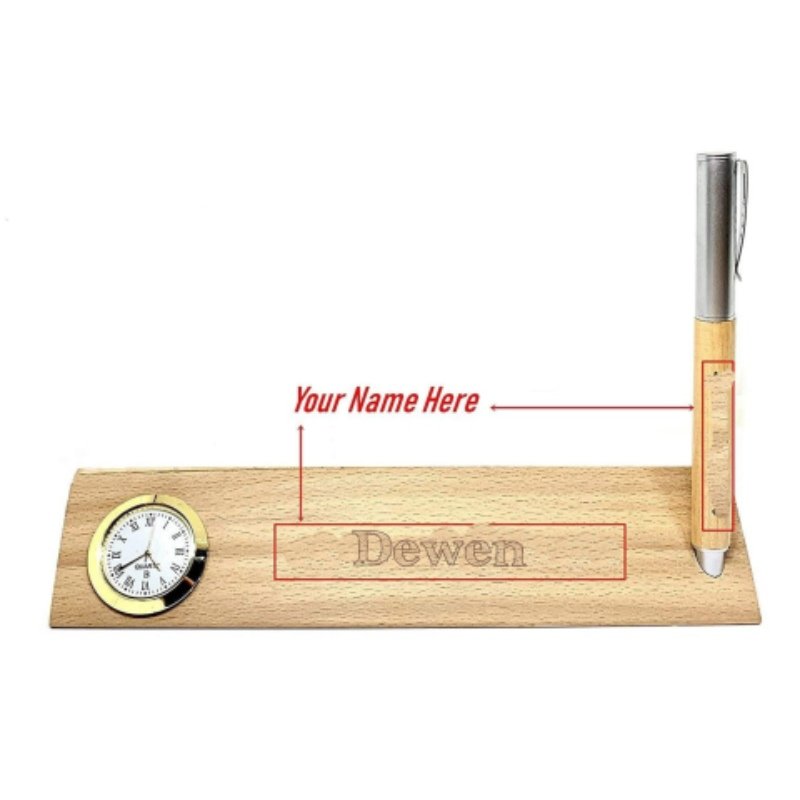 WOODEN PEN STAND TRIANGLE WATCH - DEWANI