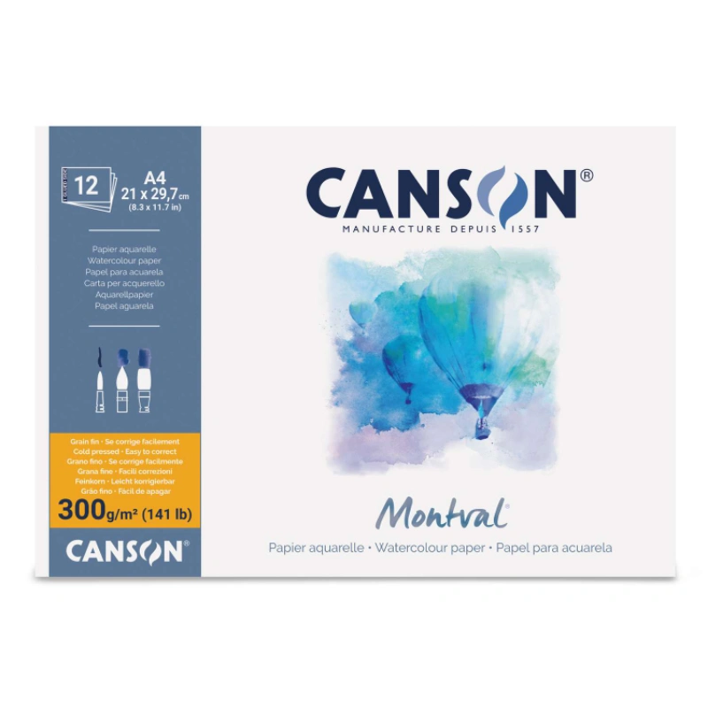 CANSON WATER COLOUR SHEET-12 PCS A/4 (200)