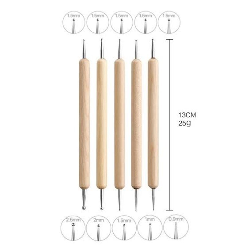 MANDALA DOTTING TOOLS WOODEN - 5 PCS - Image 5