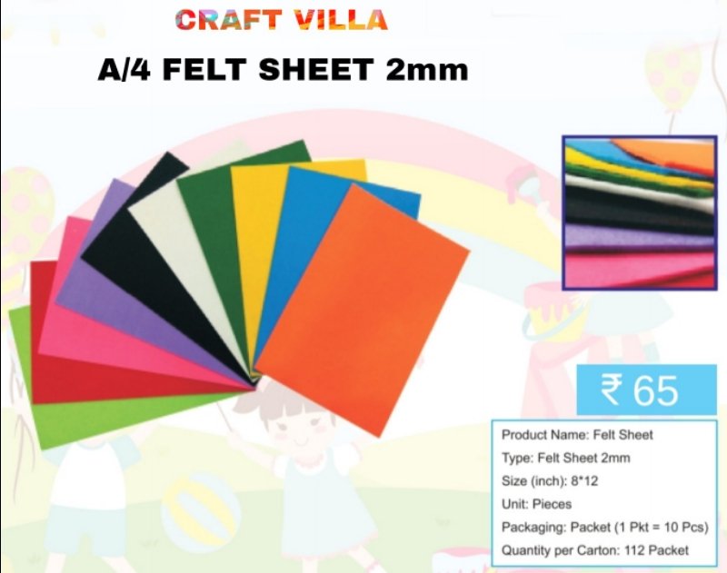 FELT SHEET A/4- 2MM (10PCS)-CRAFT VILLA